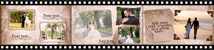 Vintage wedding album slideshow templates